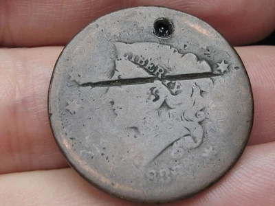 1836 Matron Head Large Cent Penny- About Good Details, Holed for Necklace - Image 1 of 4