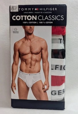 Tommy Hilfiger Cotton Hip Briefs 4 Pack Red NAVY BLUE Underwear Classic Fit - Image 1 of 4