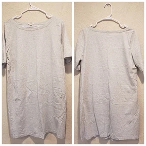 Eileen Fisher M Cuello Redondo Algodón Jersey Camiseta Vestido Sobre la Rodilla Gris - Imagen 1 de 7