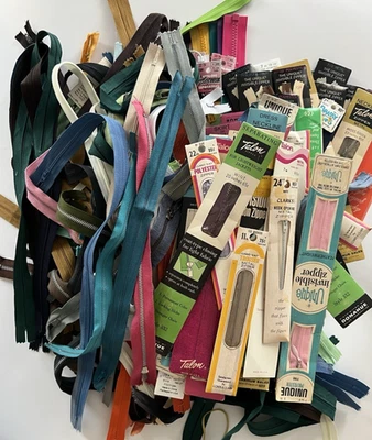 New Sewing Zippers Lot All Colors and lengths 135 total Half in pkgs but all new - Image 1 of 4