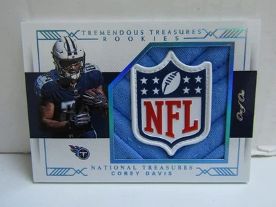 2017 National Treasures #22 Corey Davis NFL Shield Patch Platinum RC 1/1 Titans - Image 1 of 2