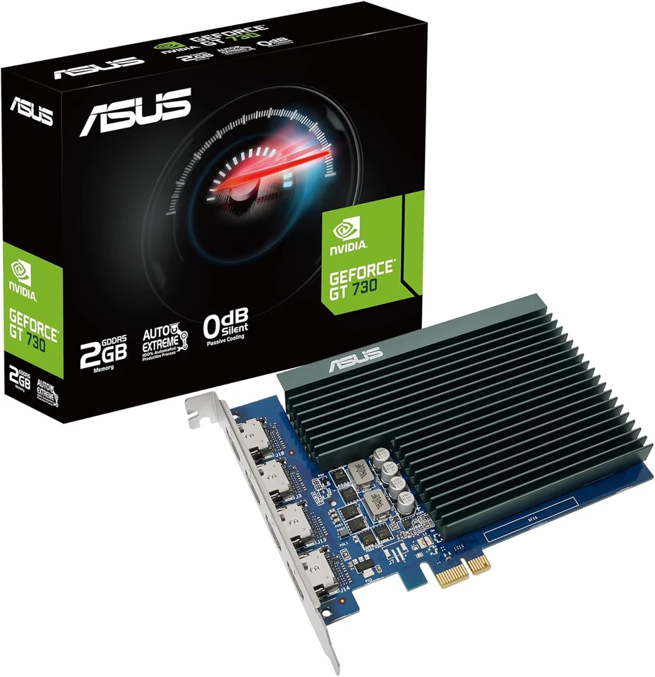 Asus Geforce GT 730 Scheda Grafica, 2 GB GDDR5, Pcie 2.0, 4 HDMI 1.4B, Opengl 4. - Immagine 1 di 4