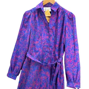 Schrader Sport Petites Vintage Blue Pink Paisley Tunic Shirt Dress Women 8P - Picture 1 of 8