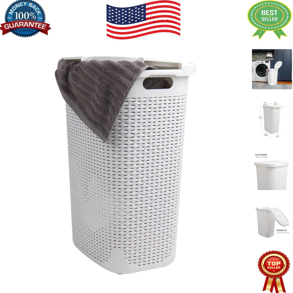Mind Reader 60 Liter Hamper With Cutout Handles Washing Bin Dirty Clothes Stor