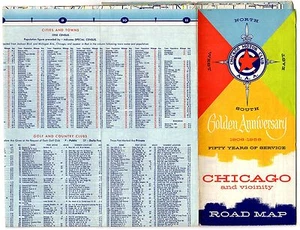 Chicago Motor Club 1958 AAA dorado 50 aniversario hoja de ruta Illinois - Imagen 1 de 1