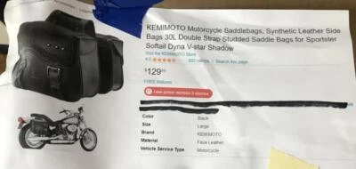 BOLSAS DE SILLÍN DE MOTO KEMIMOTO 30L Doble Correa Tachonadas Sportster V-star Foto 1 de 3