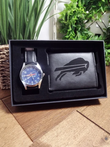 Buffalo Bills NFL Black Watch And Wallet Gift Set - Buffalo Bills Gifts Box Cover