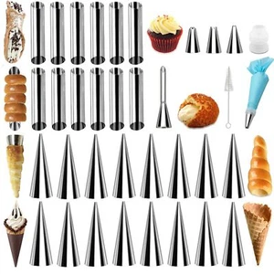 Set of 35 Cream Horn Mold Cannoli Forms Tubes Kit Stainless Steel 16pcs Cone ... - Picture 1 of 9