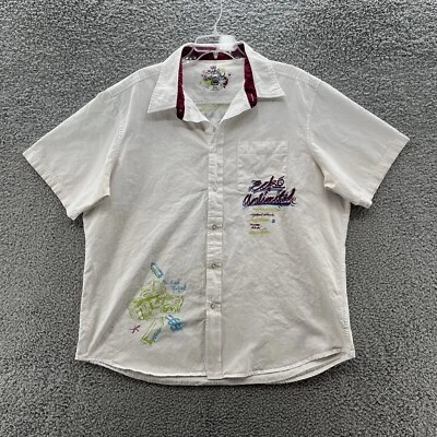 VTG 90s Ecko Unlimited Shirt Mens 3XL White Embroidered Short Sleeve Button Up - Image 1 of 4