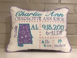 Birth Announcement Decorative Pillow - Picture 1 of 9