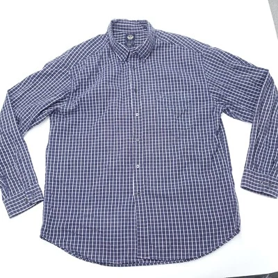 Camisa Dockers Para Hombre XL Azul Marino Algodón a Cuadros Manga Larga Clásica Con Botones Foto 1 de 4