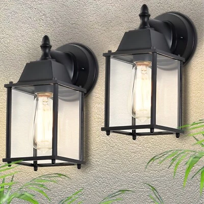 Porch Lights Outdoor Fixture 2 Pack Outdoor Lights Wall Mount Black - Image 1 of 4