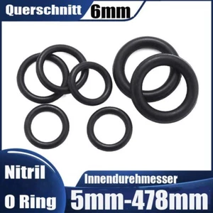 O Ringe Dichtringe Ø5mm-478mm Schnurstärke 6mm NBR 70 Dichtring Nitrile Rubber - Picture 1 of 16