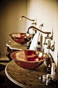 copper Moroccan sink hammered , vintage copper sink , red color marrakech bathro - Picture 1 of 6