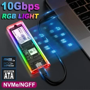Estuche SSD M2 NGFF / NVMe Gabinete M.2 a USB Tipo-C 3.2 Adaptador de Disco Duro SATA ~ - Imagen 1 de 12