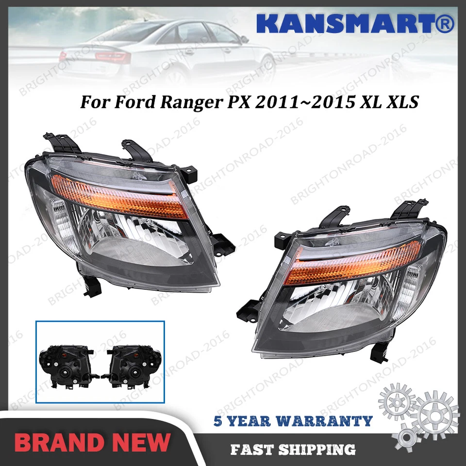 NEW Pair LH+RH Head Light Lamp Black For Ford Ranger PX 11~15 XL XLS Wildtrak - image 1 of 4