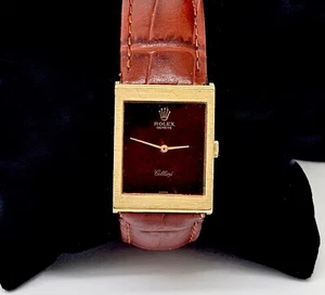 MENS VINTAGE 18K GOLD ROLEX CELLINI 4014 MANUAL 19J ORANGE DIAL WRISTWATCH,RUNS - Picture 1 of 15