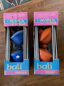 Vintage Mid Century Bali Tiki Torches By Noma PAIR BLUE New In Box Unopened
