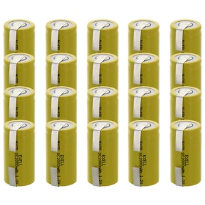 20x Exell SubC 1.2V 2000mAh NiCD Rechargeable Batteries with Tabs - Picture 1 of 3