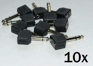 10x Y - Klinkenadapter 6,3mm / 3,5mm - Stecker 2x Kupplung - Kopfhöreradapter - Bild 1 von 1