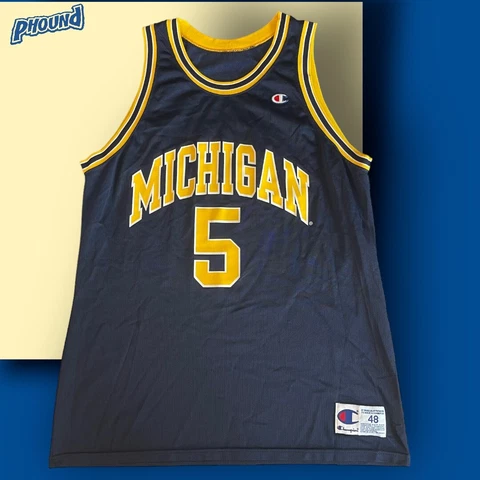 Vintage 90’s Michigan Wolverines Fab Five 5 Jalen Rose Champion Jersey Sz 48 EUC Cover