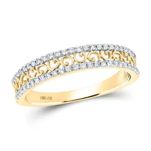 10K Yellow Gold Womens Round Diamond Band Ring 1/5 Cttw - Picture 1 of 2
