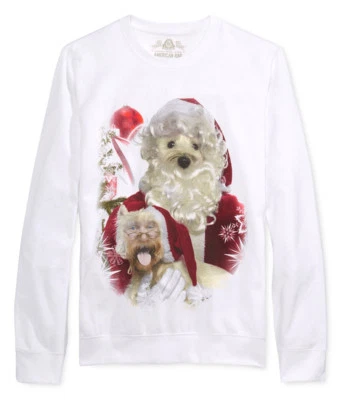 NUEVA SUDADERA BLANCA PARA HOMBRE AMERICAN RAG SANTA DOG FACE SWAP GRÁFICA M Foto 1 de 2