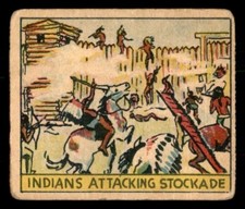1933 R128 Western Strip Card #38 Indians Attacking Stockade GD