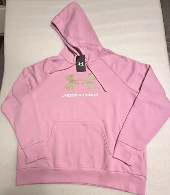 NWT Under Armour Womens Plus Size 2X Pink & Gold UA Loose Fit Hoodie Sweatshirt - Image 1 of 3