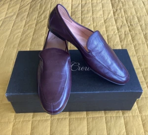 NEW J CREW Smoking Slipper Flats Wine Leather sz 6.5M Loafer - Picture 1 of 7