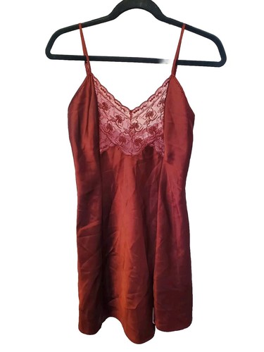 UNDERCOVER Camicia slip vintage Victorias Secret pizzo rosso raso cravatta taglia small