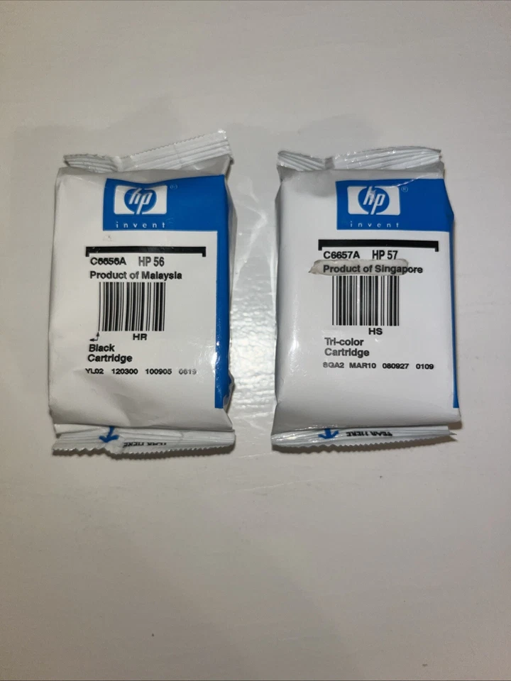 HP 56 Black C6656A & HP 57 Tricolor C6657A Genuine Ink Cartridges - Image 1 of 2