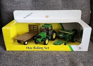John Deere Replica Hay Baling Set 1:32 Scale 6400 Tractor Hay Baler Wagon Bales - Picture 1 of 6