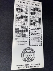 KANE COUNTY COUGARS 1994 MINOR LEAGUE POCKET SCHEDULE