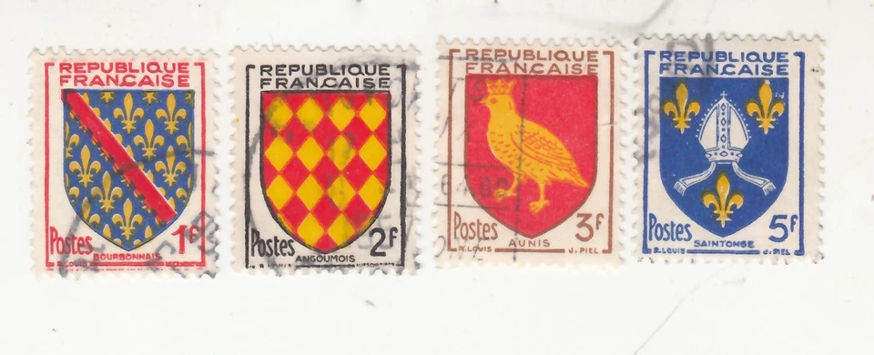 France 1954. Coats of Arms. Bourbonnais, Angoumois, Aunis, Saintonge Sc# 736-739 - Image 1 of 1