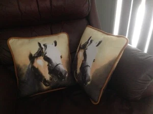 HORSES - MARE & FOAL HEADS - CUSHIONS x 2 - Like new, unused, been in storage. - Picture 1 of 3