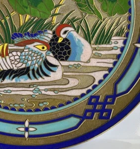Vintage Cloisonné Blue MulticolourPlate Collection Chinese Handmade Enamel Ducks - Bild 1 von 15