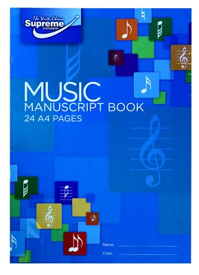 2 X A4 Music Manuscript Book Writing Theory Note Song 12 Staves Piano -24 Pages  - Image 1 of 4