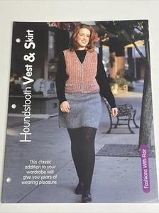 Houndstooth Vest & Skirt Womens Size S M L XL  Knitting Pattern - Picture 1 of 9