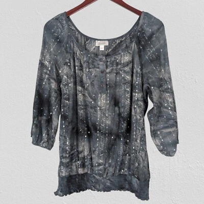 Dressbarn Top Large Embroidered Sequin Fairy Grunge Whimsigoth - Image 1 of 4