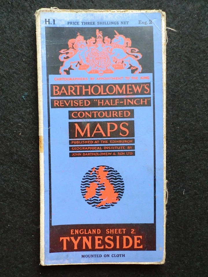 Vintage Bartholomew Half Inch Map of Tyneside (c1930) Sheet 2, Paper on Cloth - Image 1 of 1