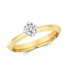 0.35ct Diamond 4 Claw Solitaire Ring Sizes J-Q Yellow Gold