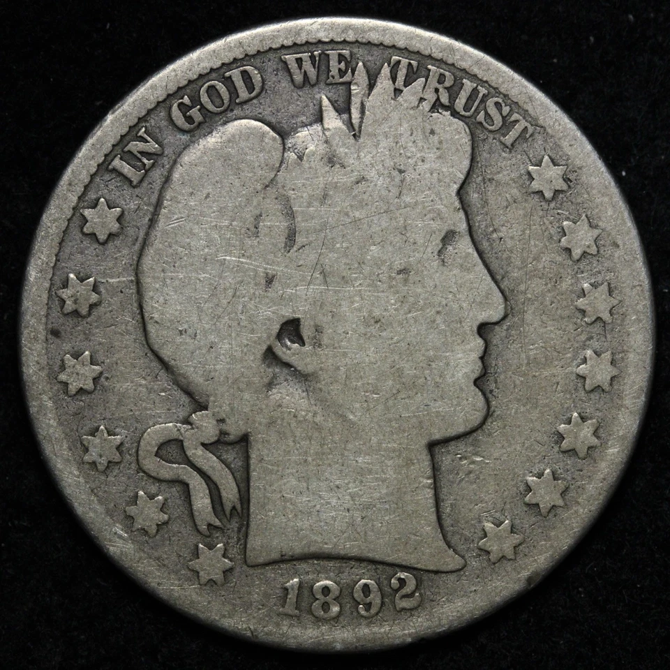 1892-S Barber Silver Half Dollar GOOD OBV AG REV E307 SWCEL - Image 1 of 2