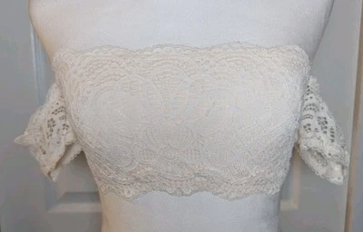 NWT Victoria's Secret Dream Angels Bralette Small Ivory Bandeau w/ Sleeves Lace - Image 1 of 3