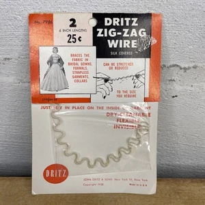 Vtg 50s Dritz Zig Zag Wire 791/6 Pack Of 2 - 6-Inch Silk Covered Fabric Braces - Picture 1 of 6