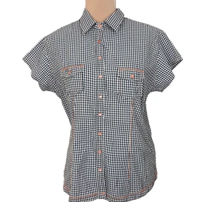 Panhandle schmales Westerntop Damen Größe Large tailliert blau Gingham Cowgirl Rodeo - Bild 1 von 7
