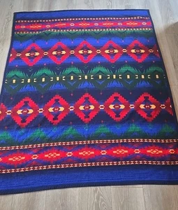 Vintage L.L Bean Throw Blanket Acrylic Blend Southwestern Aztec Design 50" x 62" - Picture 1 of 7