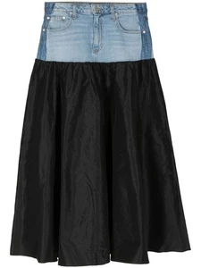 NWT CYNTHIA ROWLEY X MIDHEAVEN DENIM Silk Taffeta Denim Maxi Skirt 29 Blue Black - Picture 1 of 12