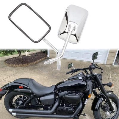 Espejos retrovisores laterales cromados rectangulares moto 2x10 mm para Honda Shadow Phantom 750 Foto 1 de 4