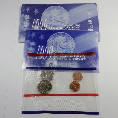 1999 P & D US Mint Uncirculated UNC Clad Susan B Anthony Dollar Coin Set #55807C - Image 1 of 4